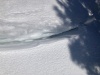 #7) Large crack in between snow slabs. The slab below was lower than the one above, looks like it started separating off bc of heat